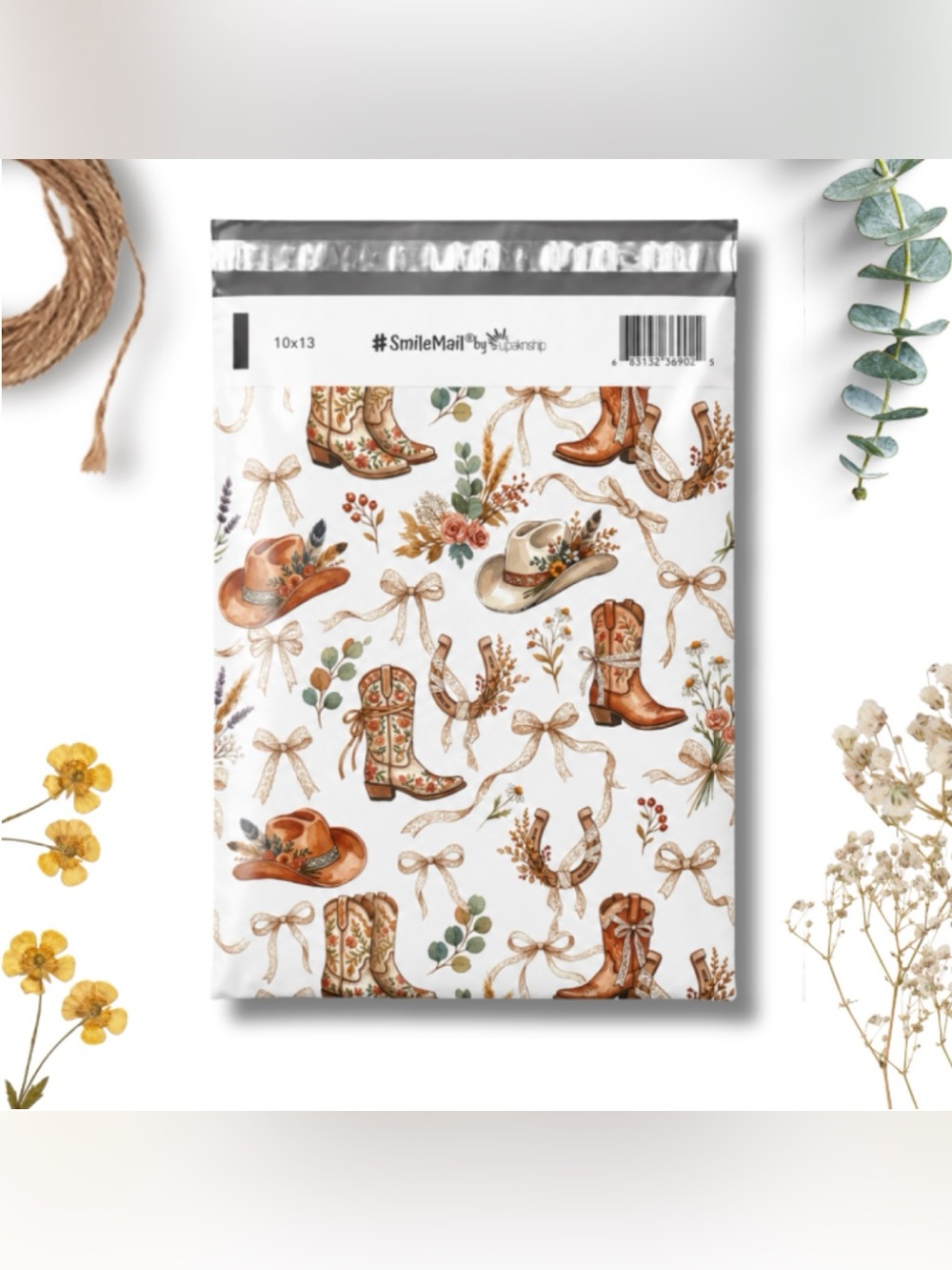 30 10โ x 13โ Cow Girl Country Southwest Poly Mailers - Picture 2 of 2